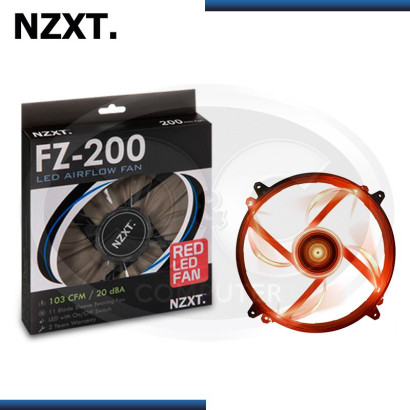 COOLER DE CASE NZXT FZ-200MM RED LED 200 X 200 X 30MM (PN:RF-FZ20S-R1)