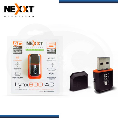ADAPTADOR USB INALAMBRICO NEXXT LYNX 600 MINI, 600 MBPS 2.4 /5GHZ BLACK MOD:AULUB605U1