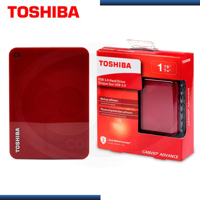 DISCO DURO EXTERNO 1TB TOSHIBA 2.5" USB 3.0 CANVIO ADVANCE ROJO (PN: HDTC910XR3AA )