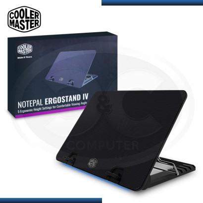 COOLER NOTEBOOK COOLER MASTER NOTEPAL ERGOSTAND IV | FAN 140MM | USB x4 | TIRA LED BLUE (PN: R9-NBS-E42K-GP )