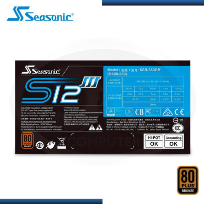 FUENTE PODER SEASONIC FOCUS SSR-650GB3 650W 80 PLUS BRONZE | ATX