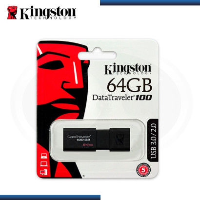 USB 64GB KINGSTON DT100G3 NEGRO USB 3.0  (PN: DT100G3/64GB)