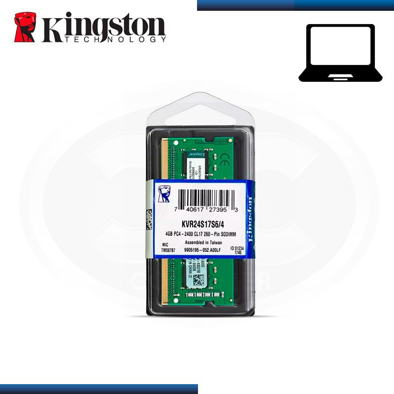 MEMORIA SODIMM KINGSTON KVR DDR4 4GB BUS 2400 MHz (N/P KVR24S17S6/4 )