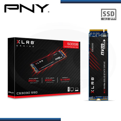UNIDAD DE ESTADO SOLIDO PNY CS3030 500GB M.2 | NVMe PCI-E GEN 3 x4 | 3,500 MB/s | 2,000 MB/s (PN: M280CS3030-500-RB )