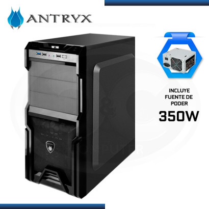 CASE ANTRYX ELEGANT V BLACK CHALLENGER C/FUENTE 350W, USB 3.0, ATX (PN: AC-EV230-350CP )