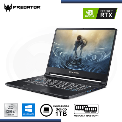 NOTEBOOK GAMING ACER PREDATOR TRITON 500 15.6" | CI7-10750H | 16GB | SSD 1TB | RTX 2070 SUPER | WIN 10