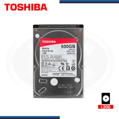 DISCO DURO 500GB TOSHIBA L200 SATA3 BOLSA (PN:HDWK105UZSVA)