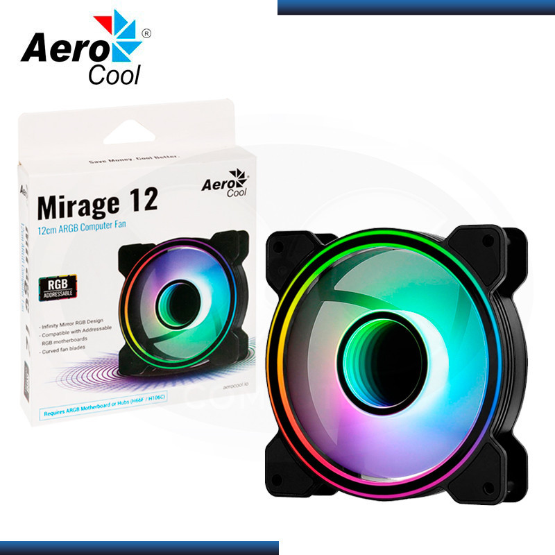 COOLER P/ CASE AEROCOOL MIRAGE 12 ARGB | 6-PIN | 120 MM (N/P: 4710562755961)
