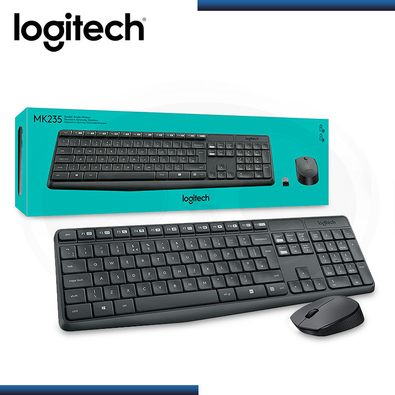 KIT LOGITECH MK235 WIRELESS TECLADO MULTIMEDIA + MOUSE OPTICO USB