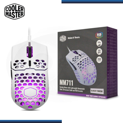 MOUSE COOLER MASTER MM711 RGB WHITE GLOSSY GAMING (PN:MM-711-WW0L2)