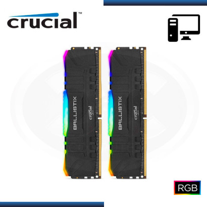 MEMORIA 16GB DDR4 (2X8GB) CRUCIAL BALLISTIX RGB BLACK DDR4 3200MHZ (PN:BL2K8G32C16U4BL)