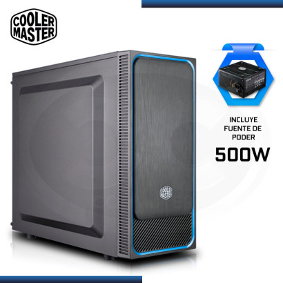 CASE COOLER MASTER MASTERBOX E500L BLUE CON FUENTE 500W ELITE V3 USB 3.0 (PN:MCB-E500L-KN5A50-S00)