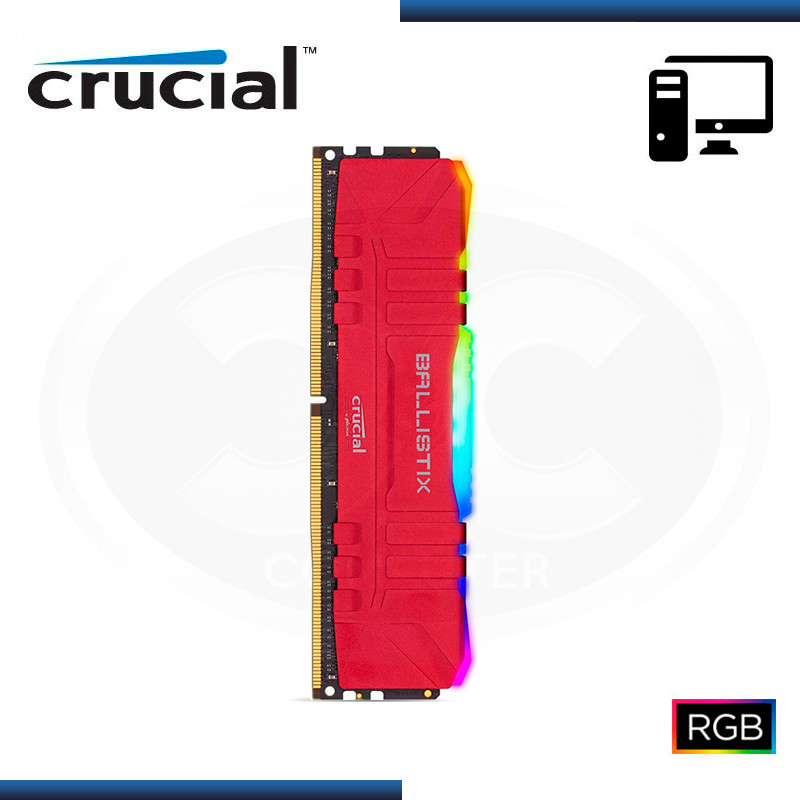 MEMORIA 8GB DDR4 CRUCIAL BALLISTIX RED RBG BUS 3200MHZ PRESENTACION OEM (PN:BL8G32C16U4RL)