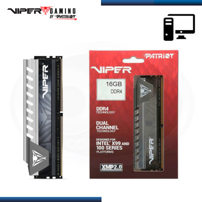 MEMORIA 16GB DDR4 VIPER GAMING ELITE GRIS CON DISIPADOR BUS 2666Mhz (PN:PVE416G266C6GY)