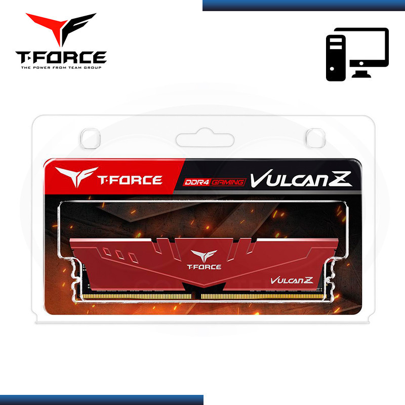 MEMORIA 8GB DDR4 T-FORCE VULCAN Z RED BUS 3200MHz (PN:TLZRD48G3200HC16C01)