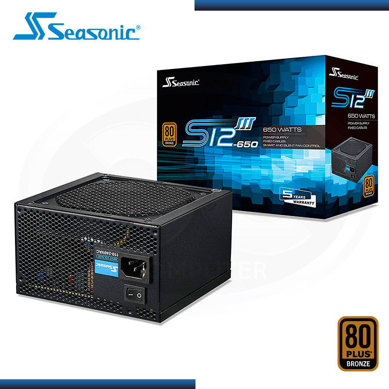 FUENTE SEASONIC S12III 650W 80PLUS BRONZE (PN:SSR-650GB3)