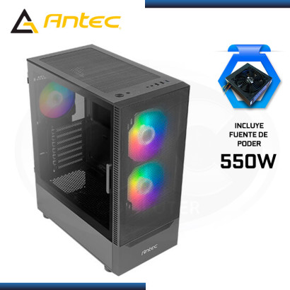 CASE ANTEC NX4155 BLACK CON FUENTE 550W VIDRIO TEMPLADO USB 3.0/USB 2.0 (PN:0-761345-81043-2)