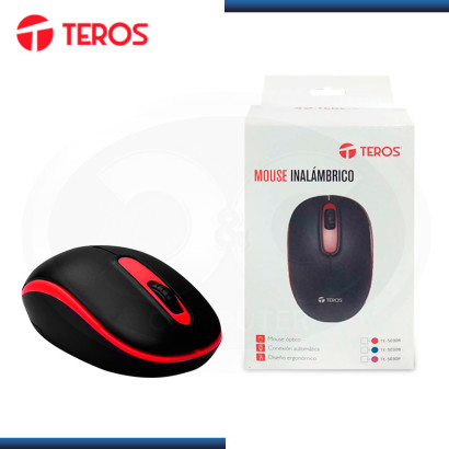 MOUSE TEROS TE-5030R WIRELESS BLACK RED DPI 1000 DPI (PN:TE-5030R)