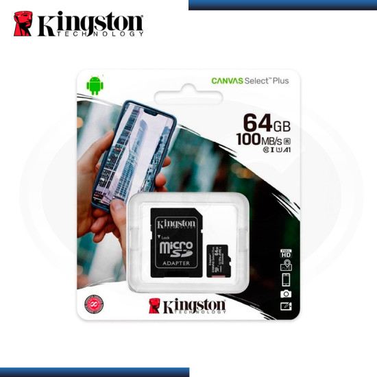 MEMORIA 64GB KINGSTON MICRO SD CANVAS SELECT PLUS (PN:SDCS2/64GB)