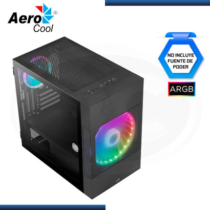 CASE AEROCOOL ATOMIC G-BK-V2 ARGB BLACK SIN FUENTE VIDRIO TEMPLADO USB 3.0 (PN:4710562757545)