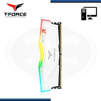 MEMORIA 8GB DDR4 T-FORCE DELTA RGB WHITE BUS 3200MHZ (PN:TF4D48G3200HC16C01)