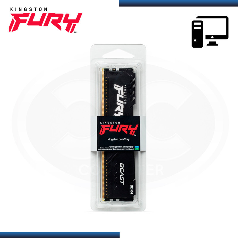 MEMORIA 8GB DDR4 KINGSTON FURY BEAST BUS 3200MHZ BLACK (PN:KF432C16BB/8)