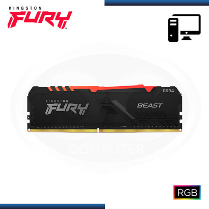 MEMORIA 16GB DDR4 KINGSTON FURY BEAST RGB BUS 3600MHz BLACK (PN:KF436C18BBA/16)