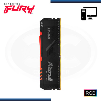 MEMORIA 8GB DDR4 KINGSTON FURY BEAST RGB BUS 3600MHz BLACK (PN:KF436C17BBA/8)