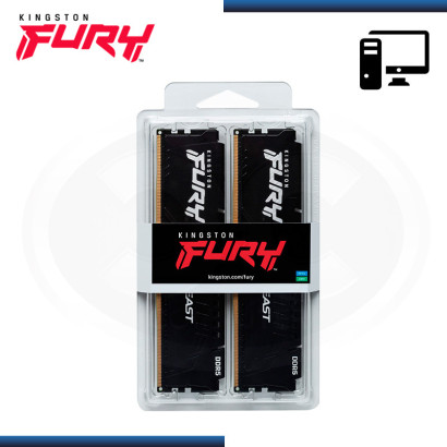 KIT MEMORIA 32GB (2x16GB) DDR5 KINGSTON FURY BEAST BLACK BUS 5200MHZ (PN:KF552C40BBK2-32)