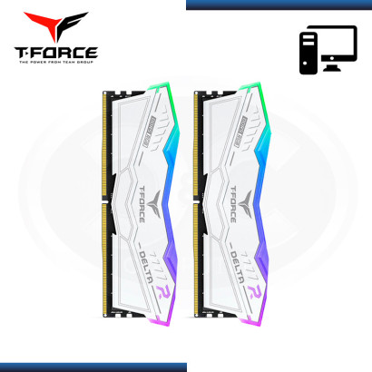 MEMORIA 32GB (2X16GB) DDR5 T-FORCE DELTA RGB WHITE BUS 6400MHZ (PN:FF4D532G6400HC40BDC01)