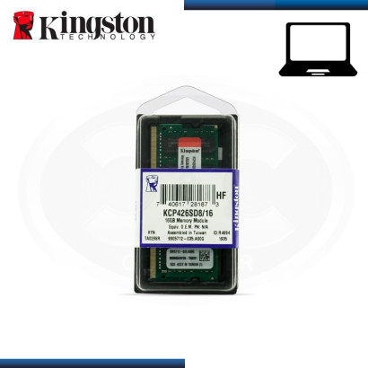 MEMORIA 16GB DDR4 KINGSTON KVR SODIMM BUS 2666MHZ (PN:KCP426SD8/16)