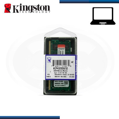 MEMORIA 32GB DDR4 KINGSTON KVR SODIMM BUS 3200MHZ (PN:KCP432SD8/32)