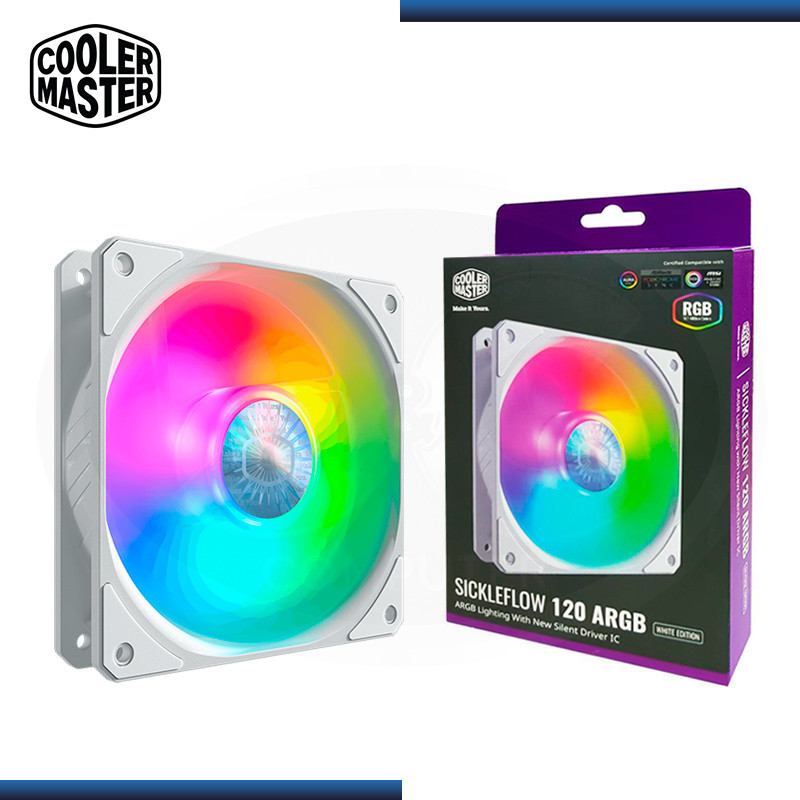 COOLER MASTER SICKLEFLOW WHITE ARGB 120MM COOLER PARA CASE (PN:MFX-B2DW-18NPA-R1)