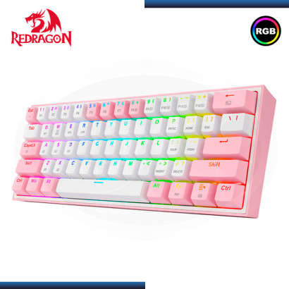 TECLADO REDRAGON FIZZ PRO K616-RGB-WP WHITE PINK WIRELESS MECANICO INGLES