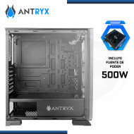 CASE ANTRYX EXTREME NEO II VIDRIO TEMPLADO + FAN ARGB x 2 CON FUENTE 500W USB 3.0/USB 2.0 (PN:AC-XN02KR1-500CP)