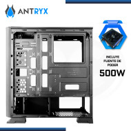 CASE ANTRYX EXTREME NEO II VIDRIO TEMPLADO + FAN ARGB x 2 CON FUENTE 500W USB 3.0/USB 2.0 (PN:AC-XN02KR1-500CP)