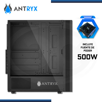 CASE ANTRYX  XTREME NC-251 CON FUENTE B500W VIDRIO TEMPLADO CINTA LED USB 3.0/USB 2.0 (PN:AC-XNC251K-500CP)
