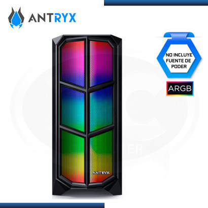 CASE ANTRYX RX 470 BLACK ARGB SIN FUENTE VIDRIO TEMPLADO USB 3.0/USB 2.0 (PN:AC-RX470K)