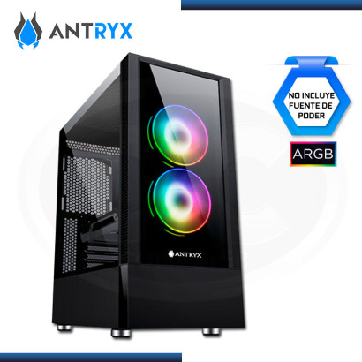 CASE ANTRYX RX 460 BLACK ARGB SIN FUENTE VIDRIO TEMPLADO USB 3.0/USB 2.0 (PN:AC-RX460K)