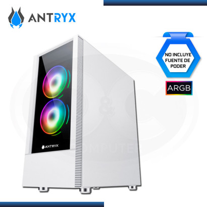 CASE ANTRYX RX 460 WHITE ARGB SIN FUENTE VIDRIO TEMPLADO USB 3.0/USB 2.0 (PN:AC-RX460W)