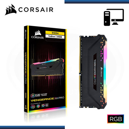 MEMORIA 8GB DDR4 CORSAIR VENGEANCE RGB PRO BLACK BUS 3600MHZ (PN:CMW8GX4M1Z3600C18)