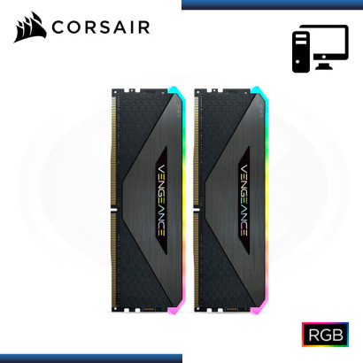 MEMORIA 32GB (2x16GB) DDR4 CORSAIR VENGEANCE RGB RT BLACK BUS 4000MHz (PN:CMN32GX4M2Z4000C18)