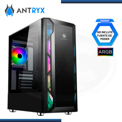 CASE ANTRYX RX 430 BLACK ARGB SIN FUENTE VIDRIO TEMPLADO USB 3.0/USB 2.0 (PN:AC-RX430K)