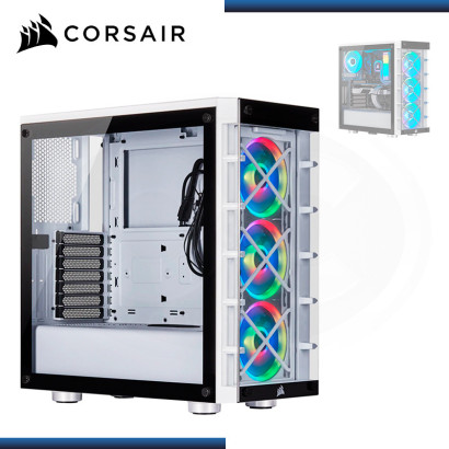 CASE CORSAIR ICUE 465X RGB WHITE SIN FUENTE VIDRIO TEMPLADO USB 3.1 (PN:CC-9011189-WW)