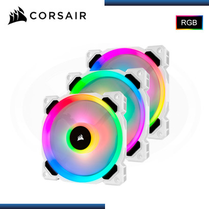 CORSAIR LL120 LED RGB WHITE 120MM PACKx3 COOLER PARA CASE (PN:CO-9050092-WW)