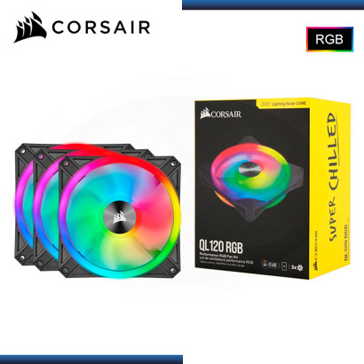 CORSAIR iCUE QL120 LED RGB BLACK 120MM PACKx3 COOLER PARA CASE (PN