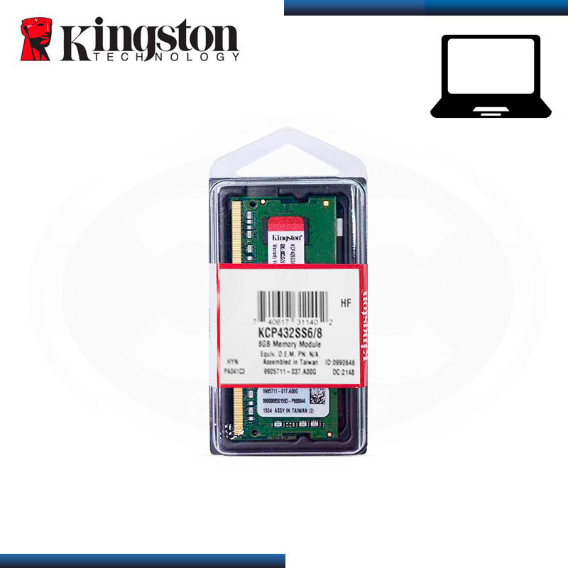 MEMORIA 8GB DDR4 KINGSTON KCP SODIMM BUS 3200MHZ (PN:KCP432SS6/8)