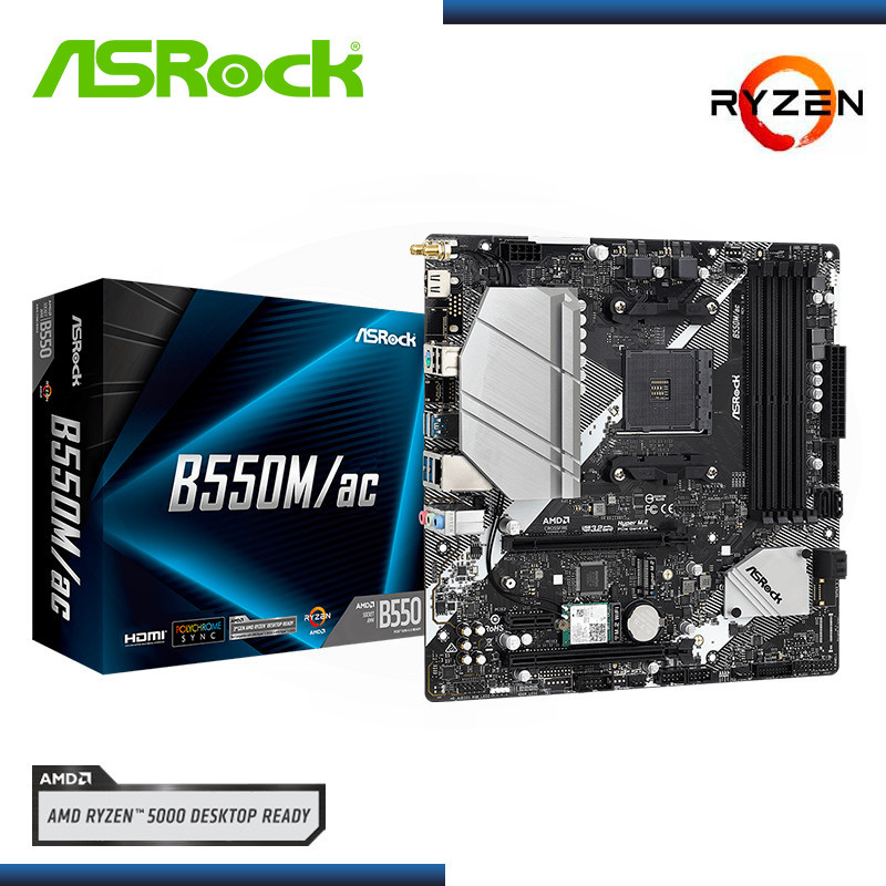 PLACA ASROCK B550M/AC WIFI AMD RYZEN DDR4 AM4 (PN:90-MXBE00-A0UAYZ)