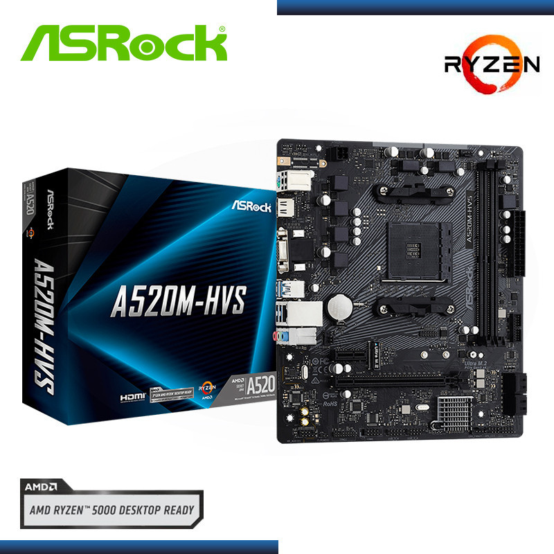 PLACA ASROCK A520M-HVS AMD RYZEN DDR4 AM4 (PN:90-MXBE60-A0UAYZ)