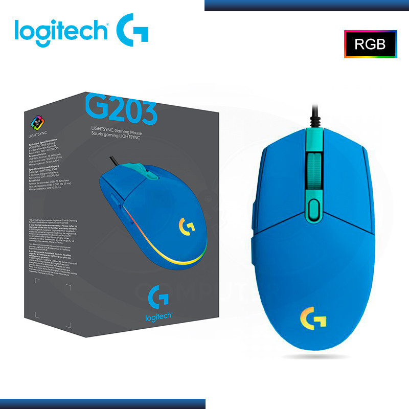 Mouse Gaming Logitech G G203 Lightsync RGB 8000 DPI 6 Botones Azul LOGITECH